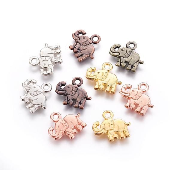 Alloy Charms, Elephant, 13x12x1mm, Hole: 1.5mm