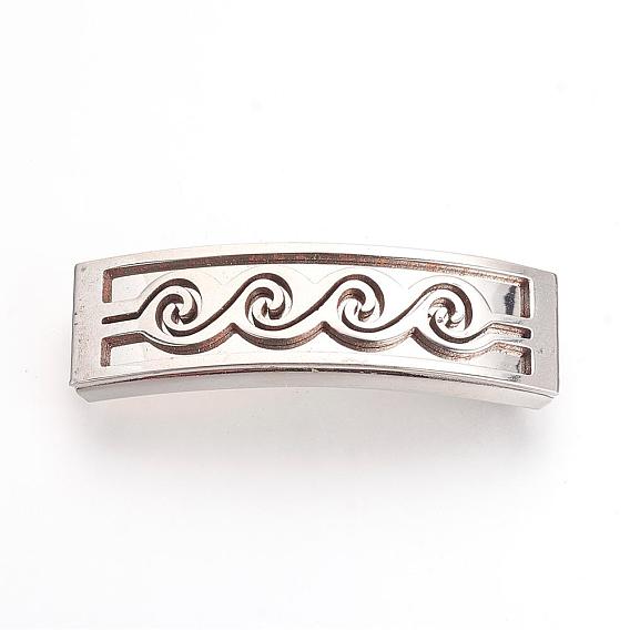 201 Stainless Steel Slide Charms, Polished, Rectangle