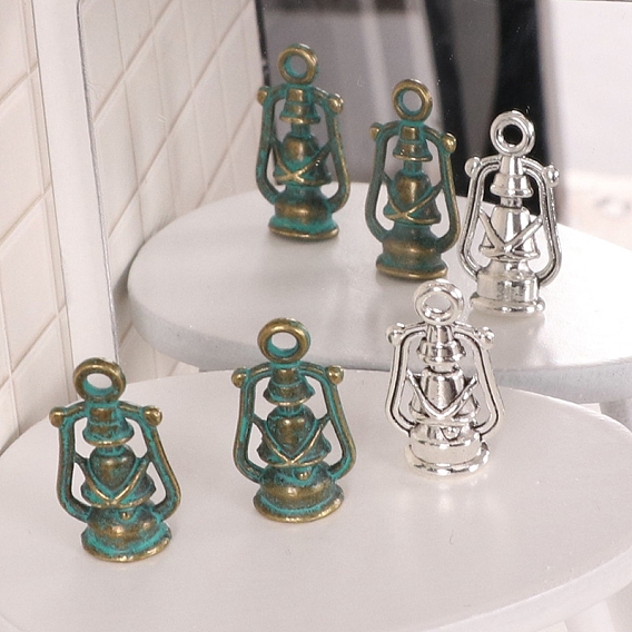 Керосиновая лампа сплав мини модель, аксессуары для кукольного домика с микро-ландшафтом, притворяясь опорными украшениями