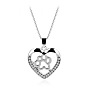Unique Cutout Dog Paw Pendant with Heart-shaped Diamond Alloy Necklace