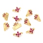 Brass Micro Pave Cubic Zirconia Multi-Strand Links, Real 18K Gold Plated, Flower