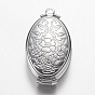 Messing-Medaillon-Anhänger, cadmiumfrei und bleifrei, Oval mit Blume, Mehrschicht