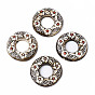 Handmade Porcelain Pendants, Ring with Flower Pattern