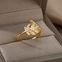 Vintage Elegant Summer Leaf Ring 18k Gold Brown Paulownia Leaf Ring