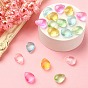20Pcs 5 Colors Transparent Spray Painted Glass Beads, Top Drilled Beads, with Glitter Powder, Frosted, Teardrop
