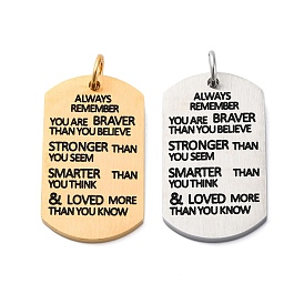 304 нержавеющей стальной эмали подвески, с целью перехода в кольце, ионное покрытие (ip), прямоугольник со словами-подвесками