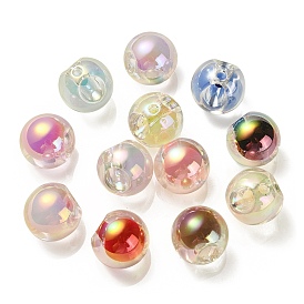 Transparent UV Plating Rainbow Iridescent Acrylic Beads, Bead in Bead, Round