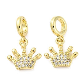 Латунное микропейв с кубическим цирконием европейские подвески с подвесками, корона, Подвески с большими отверстиями