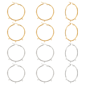 12 шт. 2 цвета 304 фурнитура для огромных сережек-колец из нержавеющей стали, с защелкой сзади и горизонтальными петлями, кольцо