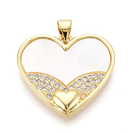 Латунные микропаве прозрачные подвески с фианитом, без кадмия и без свинца, с оболочкой, сердце