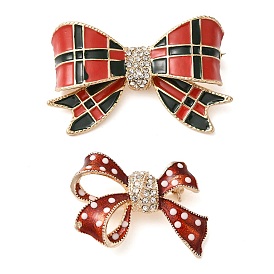 Alloy Crystal Rhinestone Brooch, Bowknot Enamel Pins for Clothes Backpack