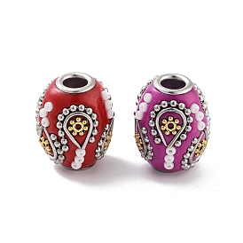 Handmade Indonesia Beads, with Iron and Resin, Barrel