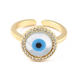 Латунные кольца из манжеты с прозрачным цирконием, открытые кольца, круглые с сглаза, реальный 18 k позолоченный