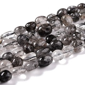 Quartz naturel tourmaliné / perles de quartz rutile noires, nuggets, pierre tombée