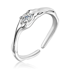 925 открытое кольцо-манжета из стерлингового серебра, простое тонкое кольцо из прозрачного кубического циркония для женщин