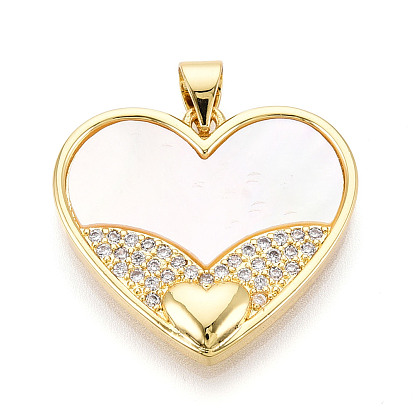 Латунные микропаве прозрачные подвески с фианитом, без кадмия и без свинца, с оболочкой, сердце