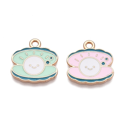 Подвески из эмали и сплава, без свинца и без кадмия, шарм в форме ракушки, золотые