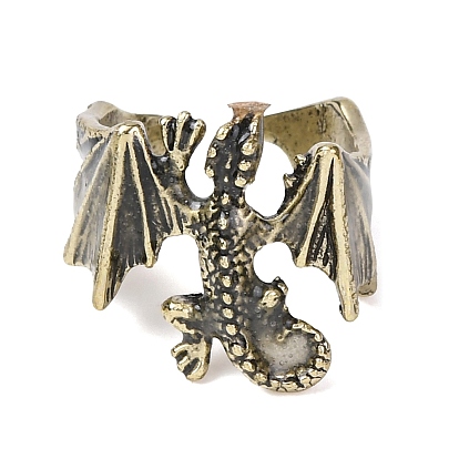 Светящееся в темноте латунное открытое кольцо-манжета, ящерица