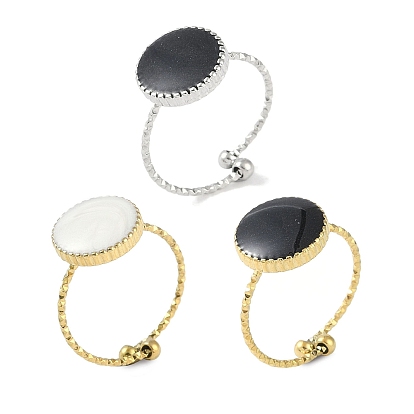 Ионное покрытие (IP) 304 плоские круглые открытые манжеты из нержавеющей стали с эмалью для женщин