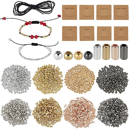 1600 piezas 8 estilos de cuentas de plástico abs, cuentas electrochapadas ecológicas, rondo, con 2 paquetes de cordones de algodón y 8 tarjetas de presentación