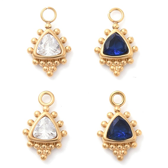 304 из нержавеющей стали горный хрусталь подвески, ионное покрытие (ip), золотые, прямоугольные