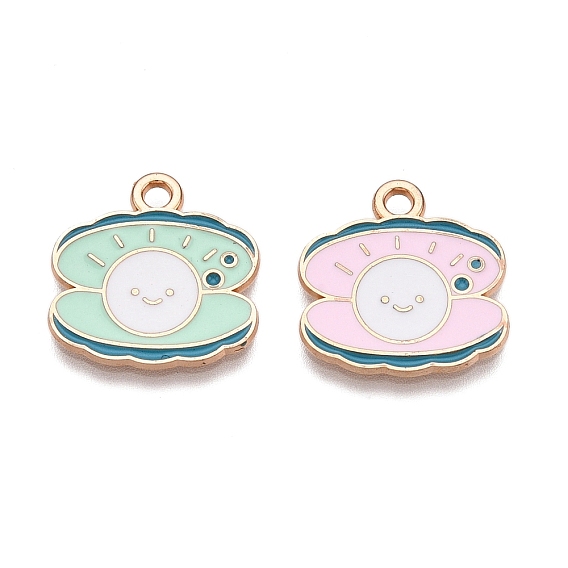 Подвески из эмали и сплава, без свинца и без кадмия, шарм в форме ракушки, золотые