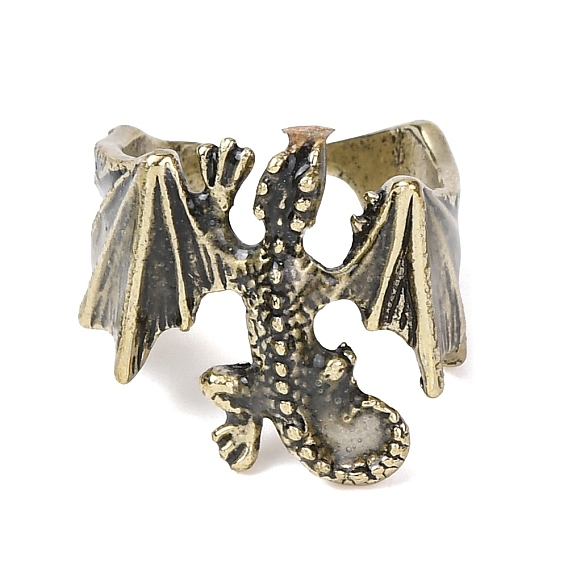 Светящееся в темноте латунное открытое кольцо-манжета, ящерица