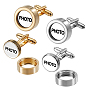Stainless Steel Cufflinks, Flat Round Photo Frame