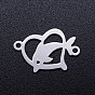 201 Stainless Steel Links Connectors, Heart with Dolphin