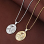 Religion Brass Emboss Saint Oval Medal Pendant Necklaces for Men Women