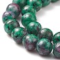 Brins de perles de pierres précieuses naturelles teints ronds, imitation rubis en brins de perles de zoisite