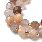 Natural Strawberry Quartz Beads Strands, with Seed Beads, Faceted Rondelle
