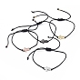 Unisex Nylon Thread Braided Bead Bracelets, with Brass Micro Pave Cubic Zirconia Beads and Brass Beads, Cross