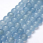 Натуральный белый нефрит имитация аквамарин бисер пряди, круглые, окрашенные