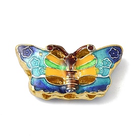 Rack Plating Brass Enamel Beads, Long-Lasting Plated, Cadmium Free & Lead Free, Butterfly