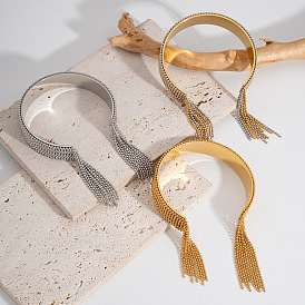 Браслеты-манжеты из нержавеющей стали с бахромой в европейском и американском стиле для женщин