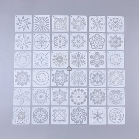 Plastic Drawing Stencil, Drawing Scale Template, for Painting on Scrapbook Fabric Tiles Floor Furniture Wood, Floral Pattern