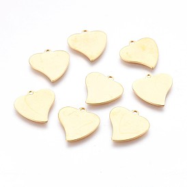 304 Stainless Steel Stamping Blank Tag Pendants, Heart