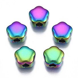 Placage en rack couleur arc-en-ciel 304 perles en acier inoxydable, sans cadmium et sans nickel et sans plomb, fleur