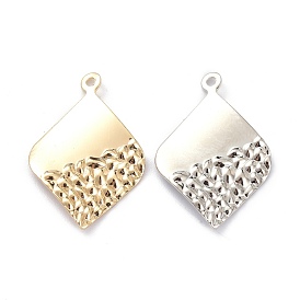 Brass Pendants, Long-Lasting Plated, Rhombus, Bumpy