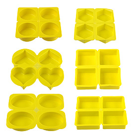 4 Cavities Silicone Molds, for Handmade Soap Making, Rectangle/Heart/Oval