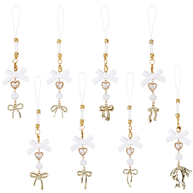 16 шт. 8 стили бант тема сплава и акрил мобильные ремни