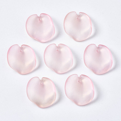 Окрашенного распылением стеклянные подвески, с блеском золотой порошок, матовые, лепесток