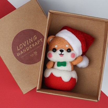 DIY Christmas Doll Keychain Gift Box Needle Felting Kit, including Iron Needles, Wool, Iron Eye Pins, Keychain Accessories, Iron Needle, Jump Rings, Craft Eye, Nylon Cord, Polyester Hat