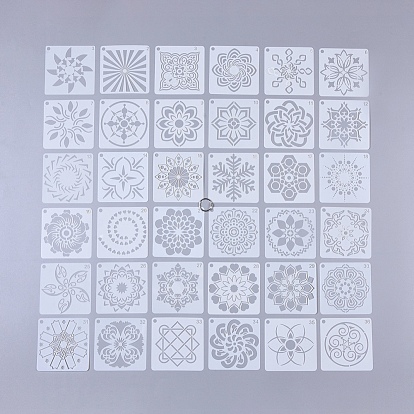 Plastic Drawing Stencil, Drawing Scale Template, for Painting on Scrapbook Fabric Tiles Floor Furniture Wood, Floral Pattern