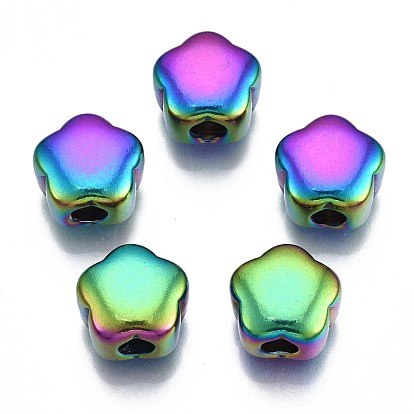 Placage en rack couleur arc-en-ciel 304 perles en acier inoxydable, sans cadmium et sans nickel et sans plomb, fleur