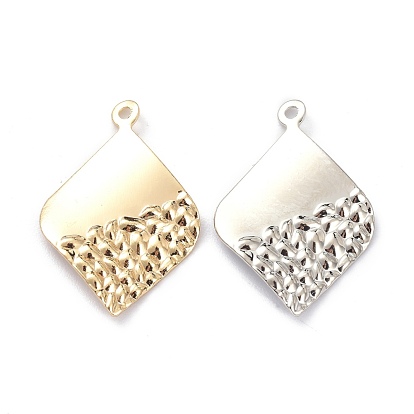 Brass Pendants, Long-Lasting Plated, Rhombus, Bumpy