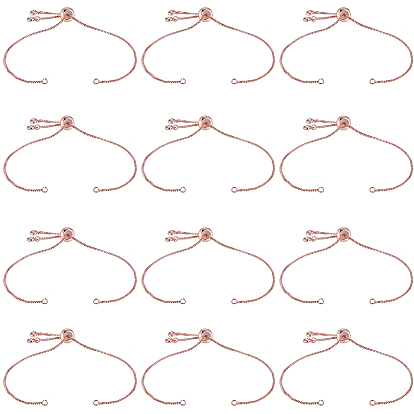 12шт. покрытие стойки, регулируемый латунный слайдер, изготовление браслета, с кубического циркония, долговечный, без свинца и без кадмия, подходит для соединительных шармов