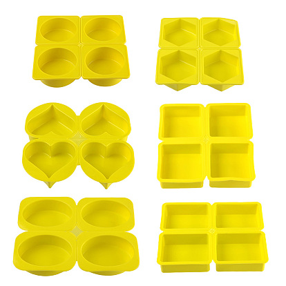 4 Cavities Silicone Molds, for Handmade Soap Making, Rectangle/Heart/Oval