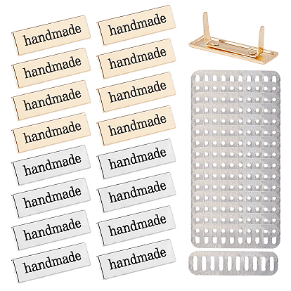 16 шт. 2 цветные бирки из сплава ручной работы, с железной шайбой, для изготовления пакетов, прямоугольник со словом ручной работы